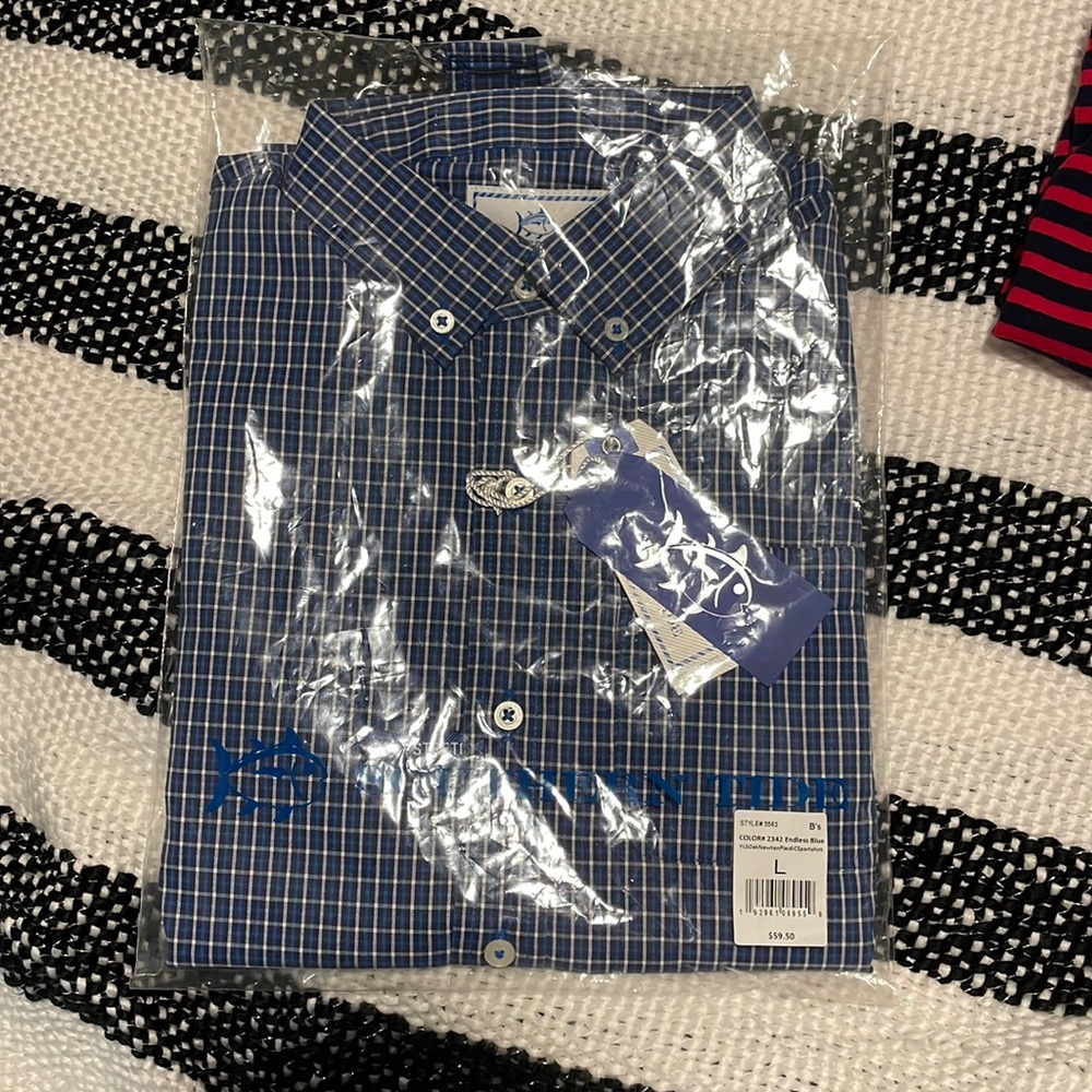 Youth boys performance dress shirt southern tide larger endless blue